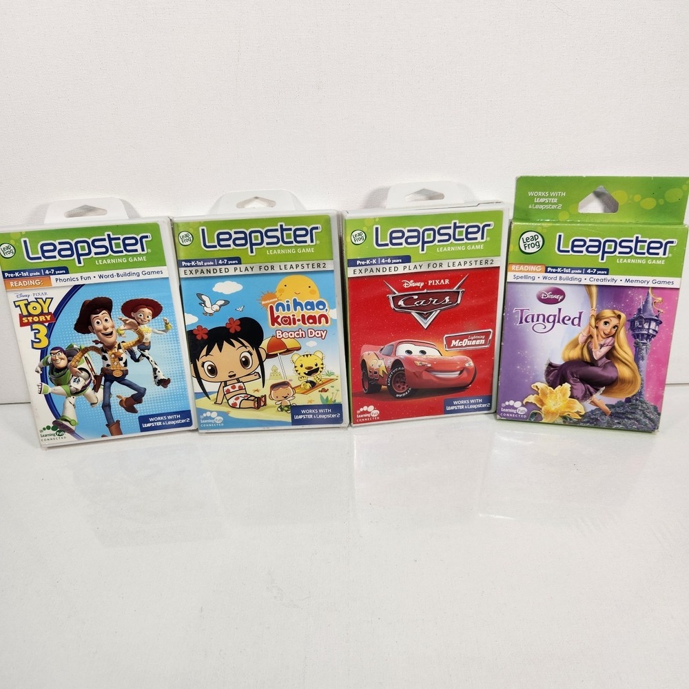 LeapFrog Leapster Lot Of 4 Cartridges Toy Story 3/ Cars/ Tangled/ Niaho Kai Lan
